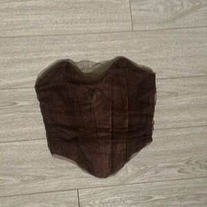 Zara Brown Strapless Corset Top